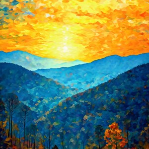 Montagnes - Peinture imprimable - Collection de paysages - Impression d&#39;art de peinture numérique, Téléchargement numérique d&#39;art mural