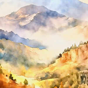 Montagnes - Peinture imprimable - Collection de paysages - Impression d&#39;art de peinture numérique, Téléchargement numérique d&#39;art mural
