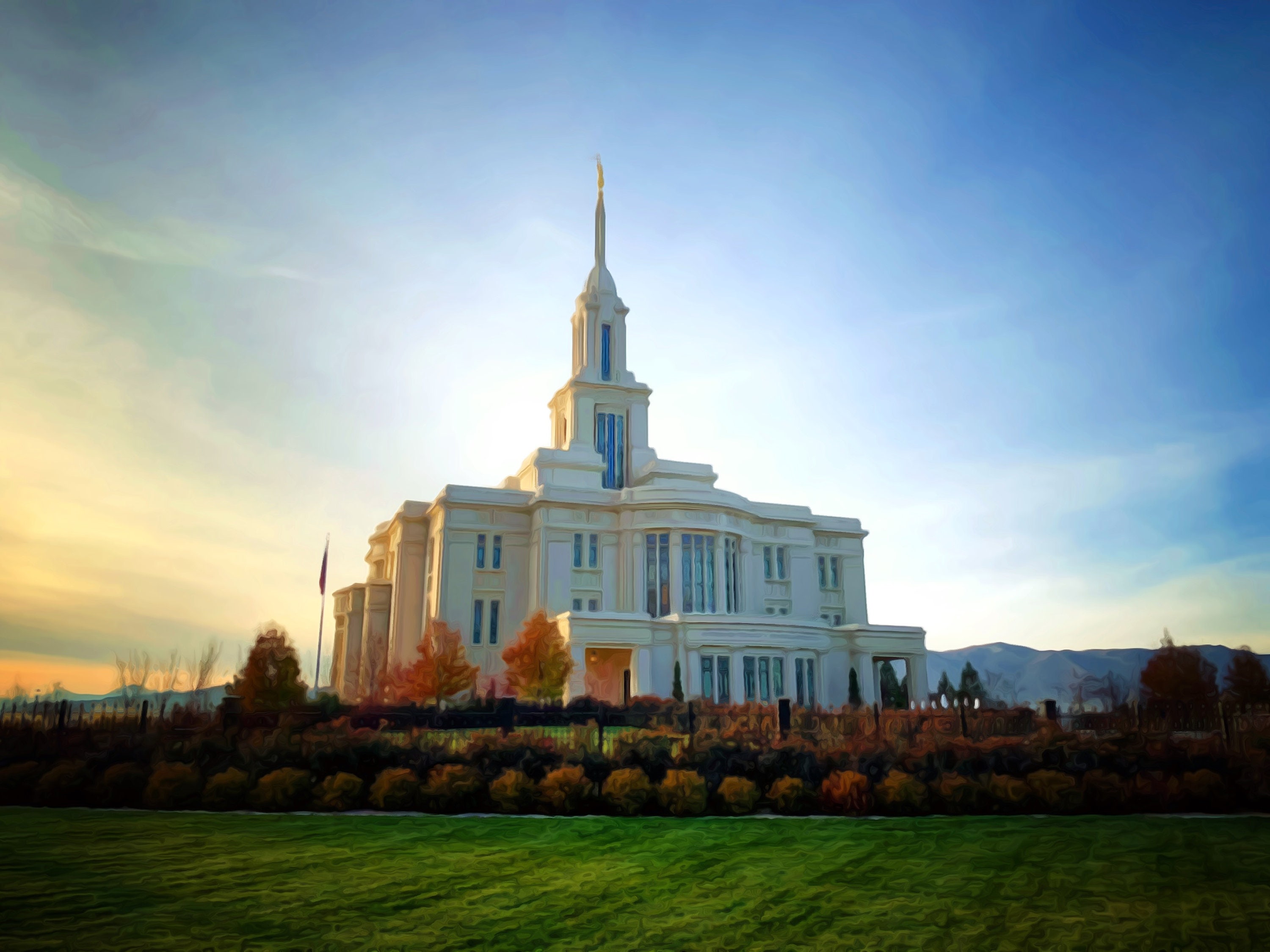 LDS Payson, Utah Temple Instant Digital Photograph Artistic Rendering