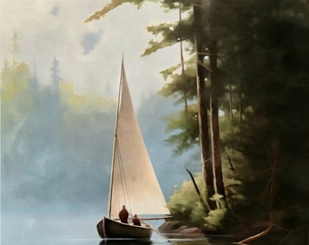 Druckbare Segelboot Malerei - See Segeln Sammlung, Vintage Kunstdruck, Wand Kunst digitaler Download