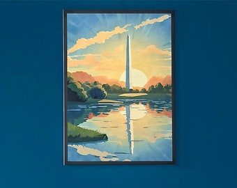 George Washington National Monument - Afdrukbaar schilderij - Amerikaanse collectie - Digitaal schilderen Art Print, Wall Art Digital Download