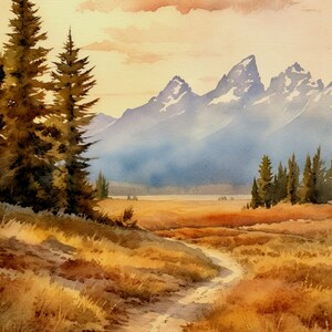 Grand Tetons National Park - Druckbare Malerei - Landschaft Kollektion - Digitale Malerei Kunstdruck, Wandkunst Digital Download