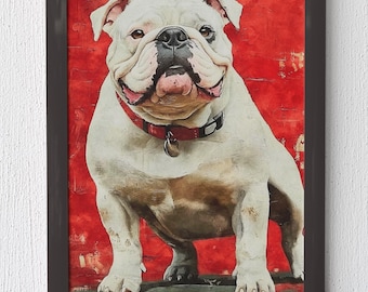 Printable Georgia Football Fan Wall Art, Bulldogs Fan Digital Painting - College Sports Team Collection - Wall Art Digital Download