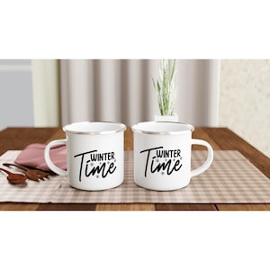 Winter Time White 12oz Enamel Mug