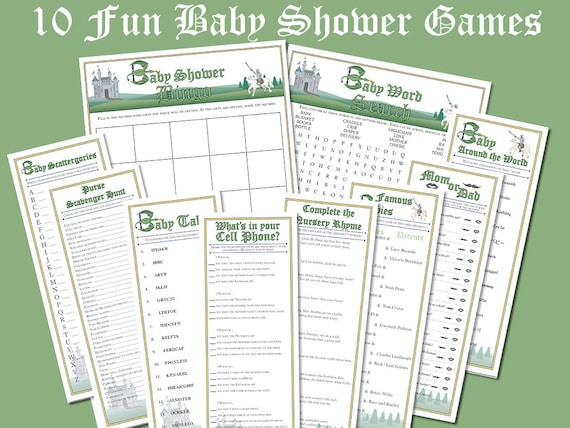 Knights &amp; Dragons Baby Shower Games Printable Digital | Etsy