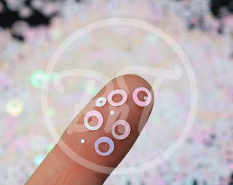 Solvent Resistant Hollow Circles Glitter Shapes, Nail Art Glitter Shapes