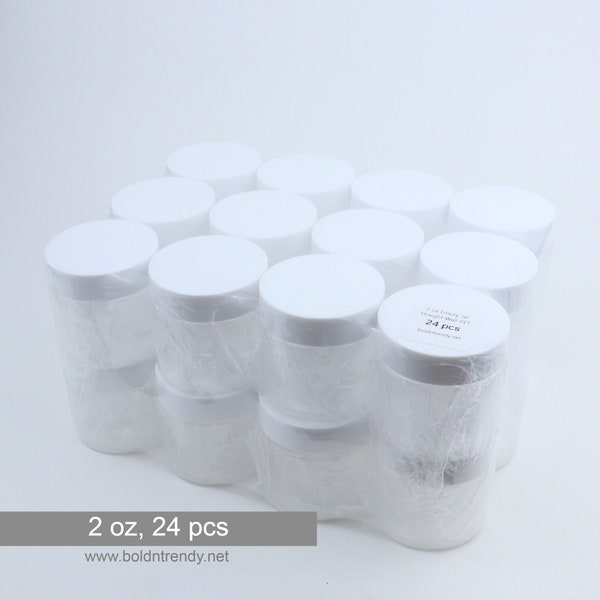 2 oz Clear Empty Plastic Jar With White Lined Cap, PET Straight Sided Jars