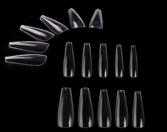 Clear Coffin shape full cover nail tips - 1,000 Full Cover Nail Tips- Bold n Trendy