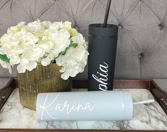 Personalized Tumbler, Insulated Tumbler, Custom Tumbler, Tumbler with Straw, Skinny Tumbler, Bridesmaid Proposal, Bridesmaid Gift Skinny Cup