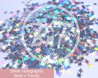 Starburst Glitter Shapes, Star Glitter, Holographic Glitter Shapes, Bold n Trendy