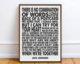 Jack Johnson Lyrics Etsy