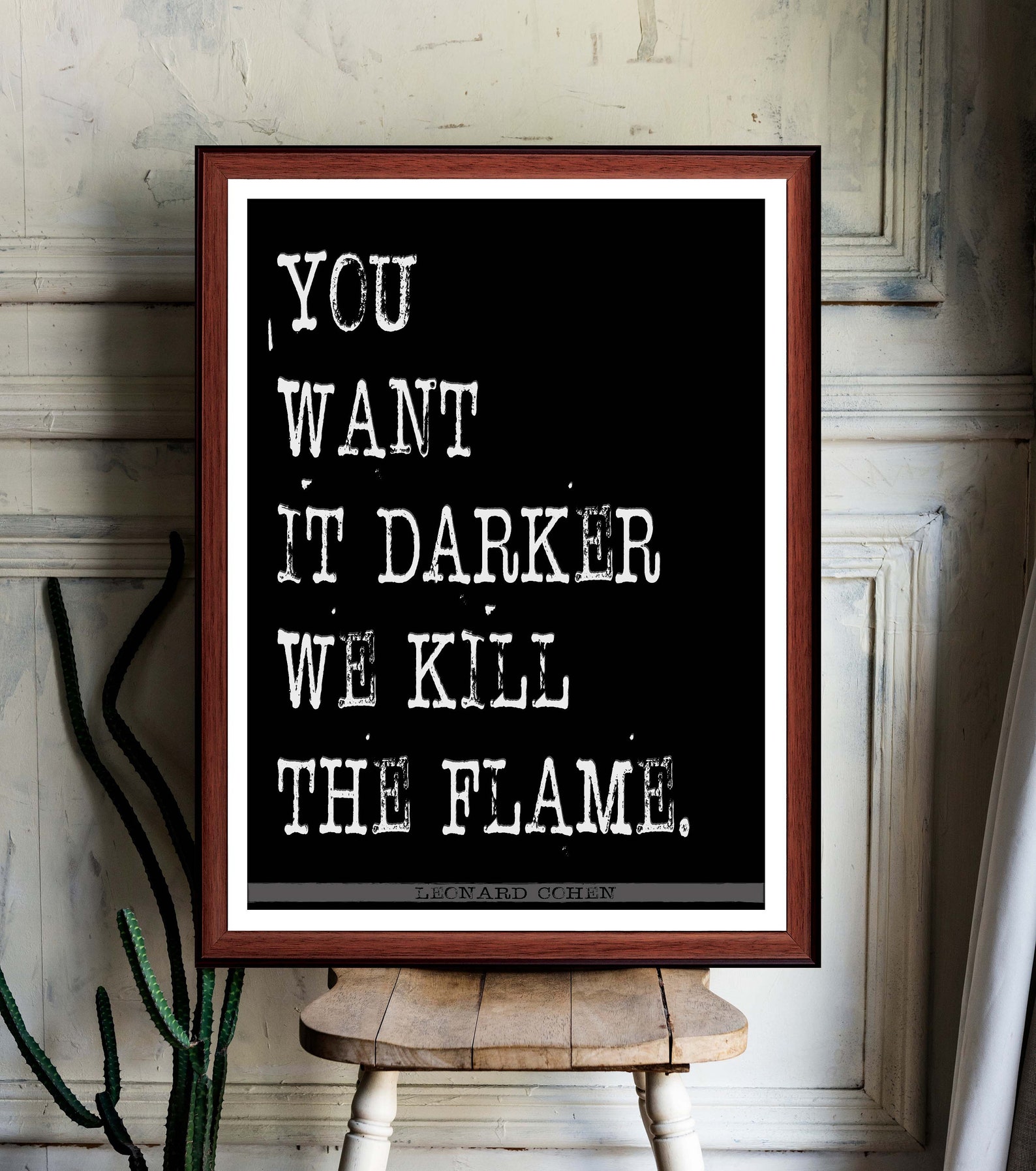 Leonard Cohen You Want It Darker Song Lyrics Art Print Etsy