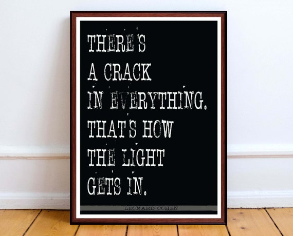 Leonard Cohen There S A Crack Song Lyrics Art Print Etsy