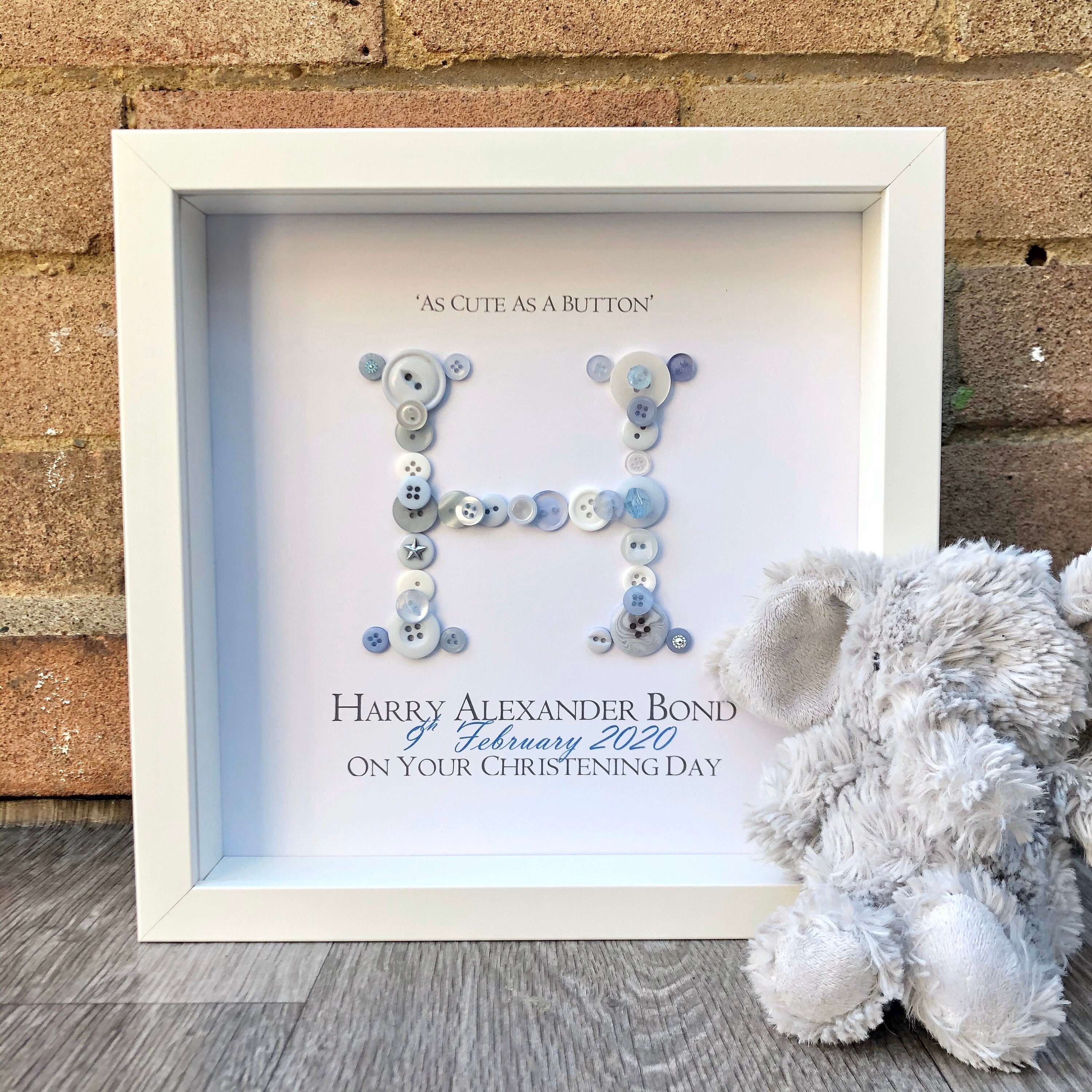 Christening Gift Personalised Christening Day Initial Button Etsy UK