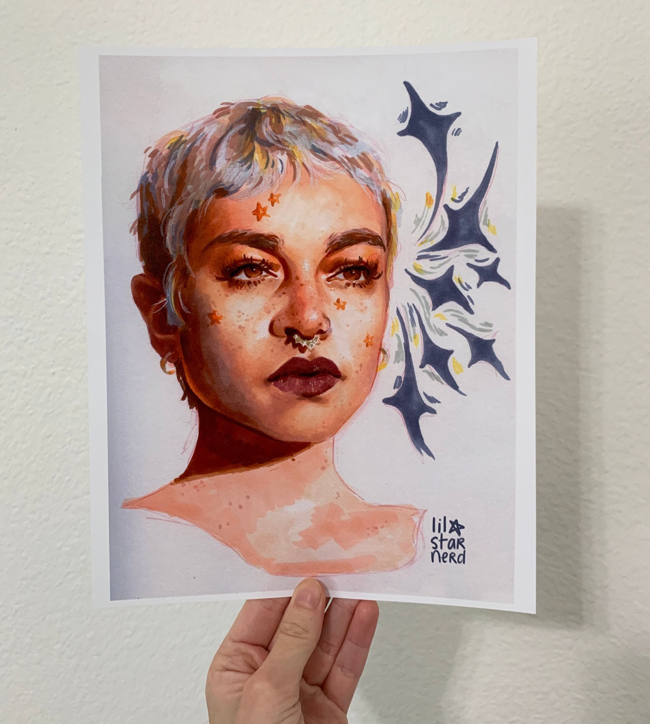 Print of Colorful Marker Portrait