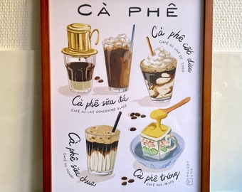 Vietnamese Cafe Poster (Cà Phê), Vietnamese Cuisine, Culinary Art, Wall Decor, Asian Food