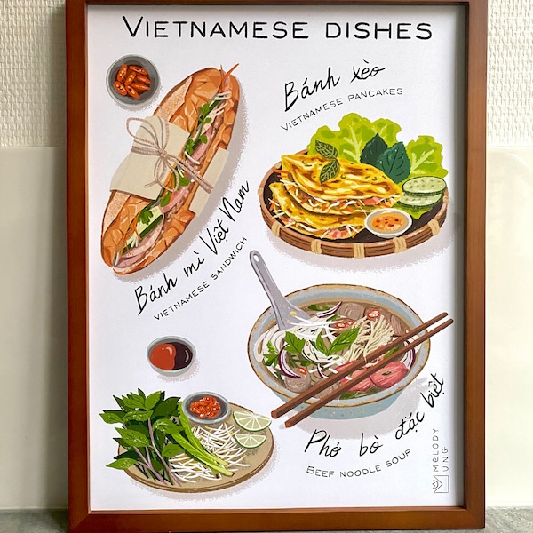 Affiche Vietnamese Dishes - Art culinaire, décoration murale, food asiatique