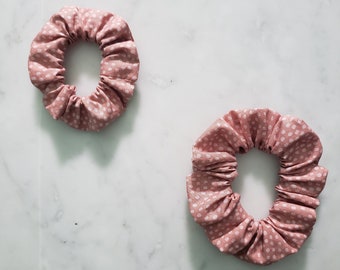 Pink Mauve Dotted Scrunchie - Adult - Child - Kid - Matching Scrunchies - Mommy and Me Scrunchies - Hair Accessories - Hair Ties - Gifts