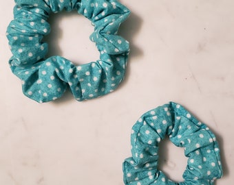 Teal Polka Dot Scrunchie - Adult - Child - Kid - Matching Scrunchies - Mommy and Me Scrunchies - Hair Accessories - Hair Ties - Gifts