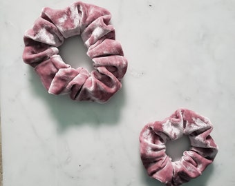 Pink Crushed Velvet Scrunchie - Adult - Child - Kid - Matching Scrunchies - Mommy and Me Scrunchies - Hair Accessories - Hair Ties - Holiday