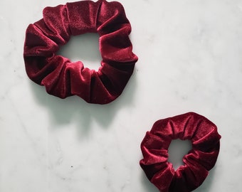 Burgundy Velvet Scrunchie - Adult - Child - Kid - Matching Scrunchies - Mommy and Me Scrunchies - Hair Accessories - Hair Ties - Holiday