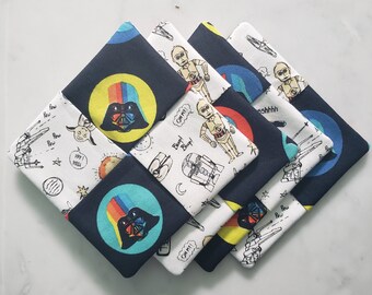 Star Wars Coasters - Set de 4 posavasos - Coasters de tela - Decoración - Regalos hechos a mano - Barware - Drinkware - Housewarming - Party Favors