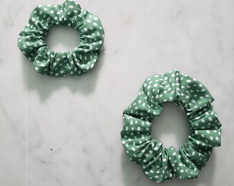 Green Dotted Scrunchie - Adult - Child - Kid - Matching Scrunchies - Mommy and Me Scrunchies - Hair Accessories - Hair Ties - Gifts