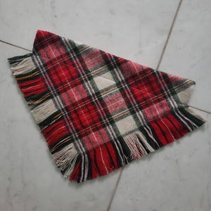 Red and Green Christmas Plaid Flannel Fringe Cat and Dog Bandana - Frayed Bandana - Slide on Over the Collar - Gifts for Pet - Pet Accessory