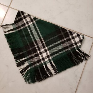 Green and White Plaid Flannel Fringe Cat and Dog Bandana - Frayed Bandana - Slide on Over the Collar - Gifts for Pets - Pet Accessories