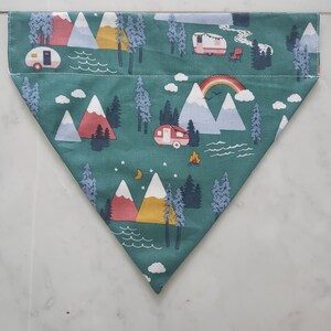 Reversible Camping and Mountain Cat and Dog Bandana - Slide on Over the Collar - Pet -Summer -Gift for Pets -Pet Accessories -Handmade Gifts