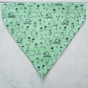 Reversible Golfing Cat and Dog Bandana - Slide on Over the Collar - Pet -Summer -Gift for Pets -Pet Accessories -Handmade Gifts -Fathers Day