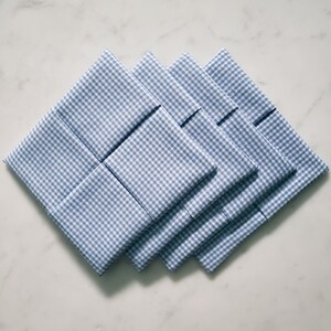 Blue and White Checkered Gingham Coasters - Set of 4 Coasters - Fabric Coasters - Decor - Handmade Gifts - Drinkware - Housewarming