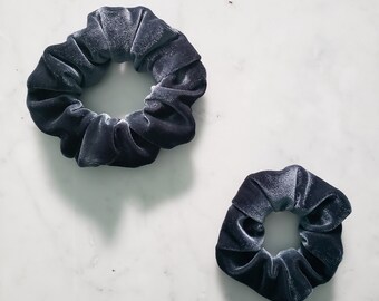 Grey Velvet Scrunchie - Gray - Adult - Child - Kid - Matching Scrunchies - Mommy and Me Scrunchies - Hair Accessories - Hair Ties - Holiday