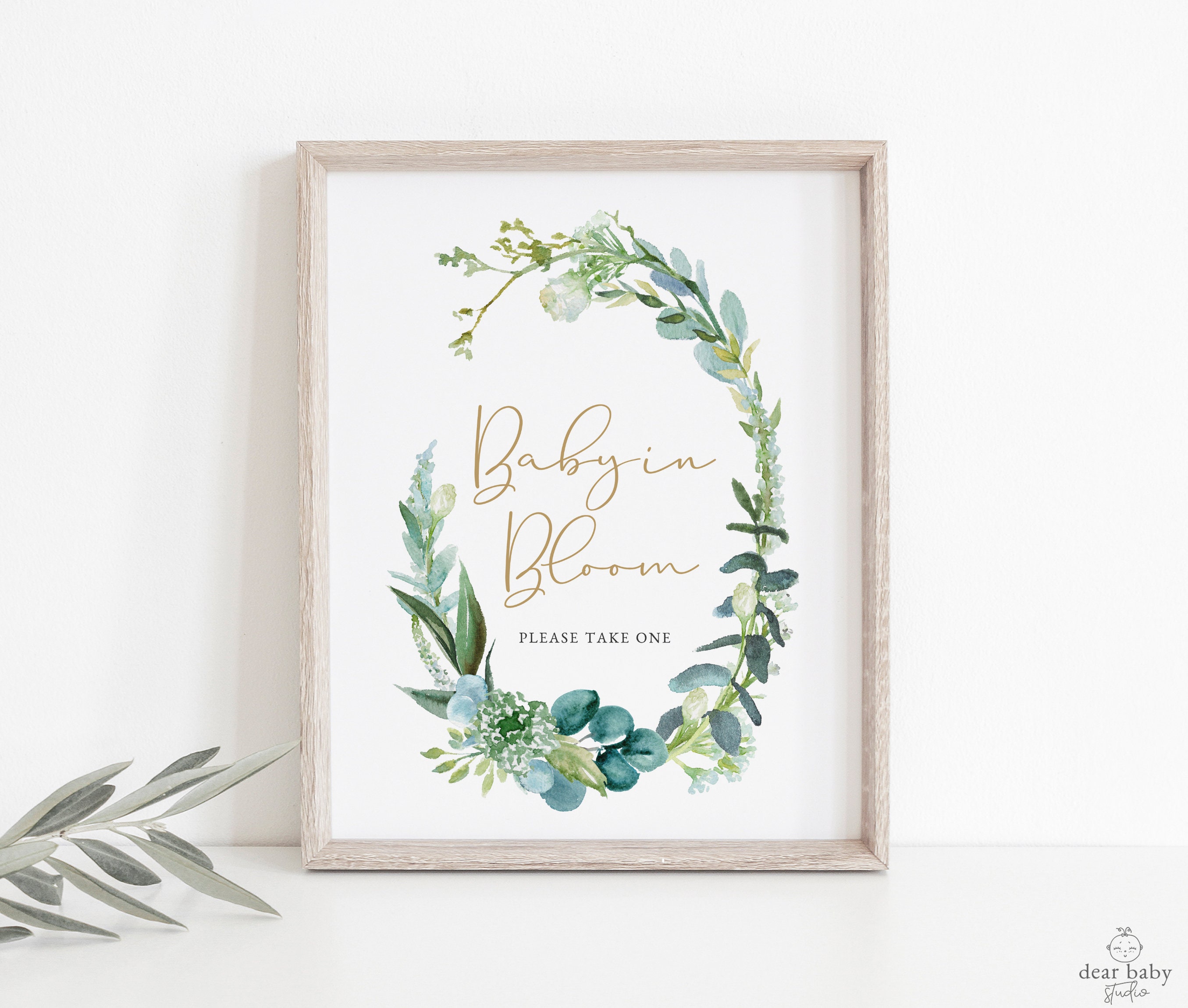 Greenery Baby in Bloom Sign Template Printable Baby Shower | Etsy