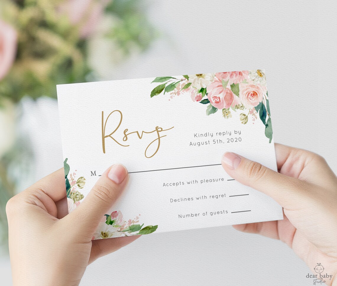 Baby Shower Rsvp Card Floral Reply Card Insert Card Etsy
