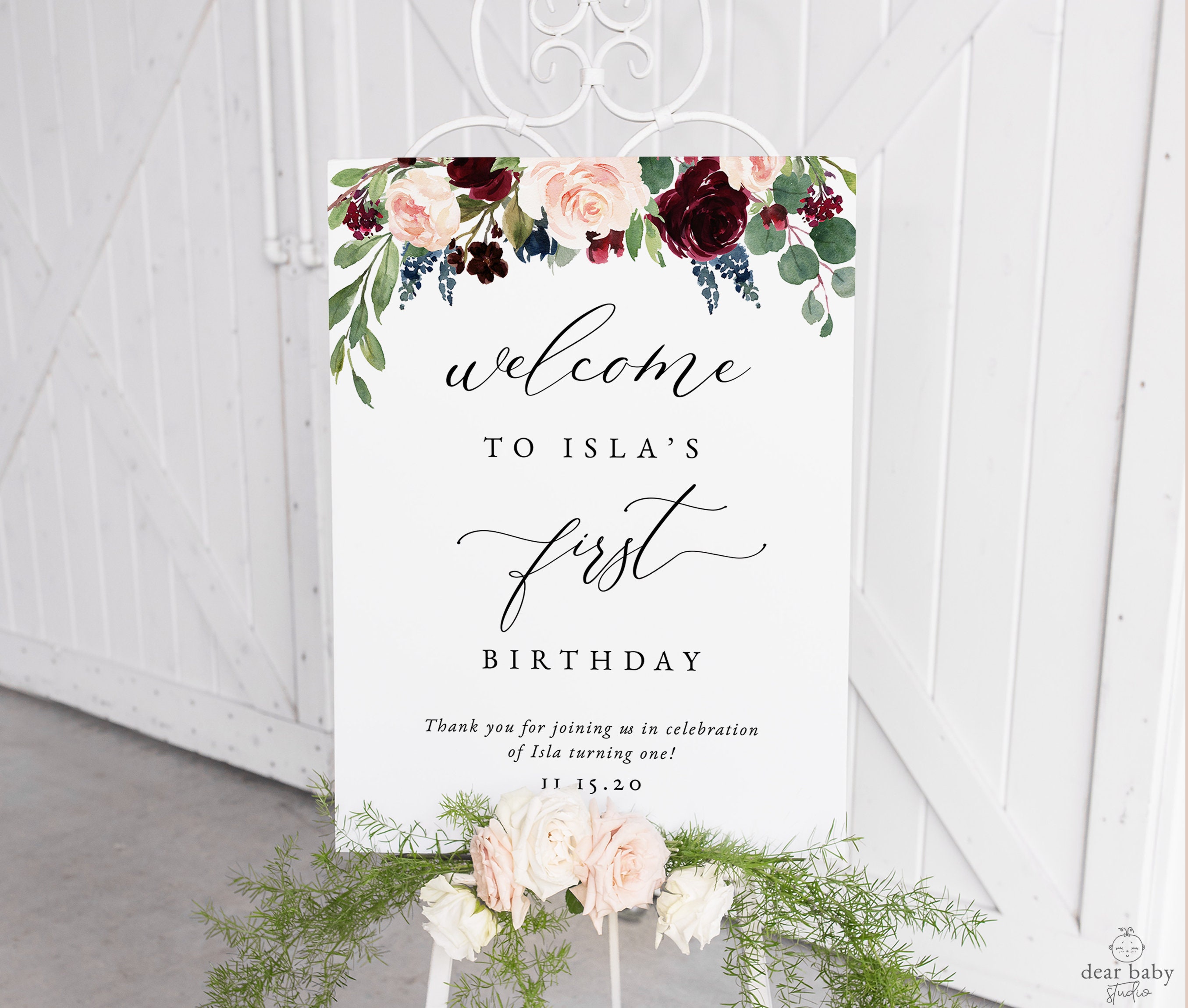 First Birthday Welcome Sign Template Printable 1st Birthday - Etsy