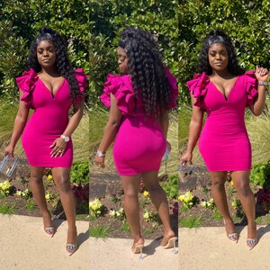 Ruffle Bodycon Dress Etsy