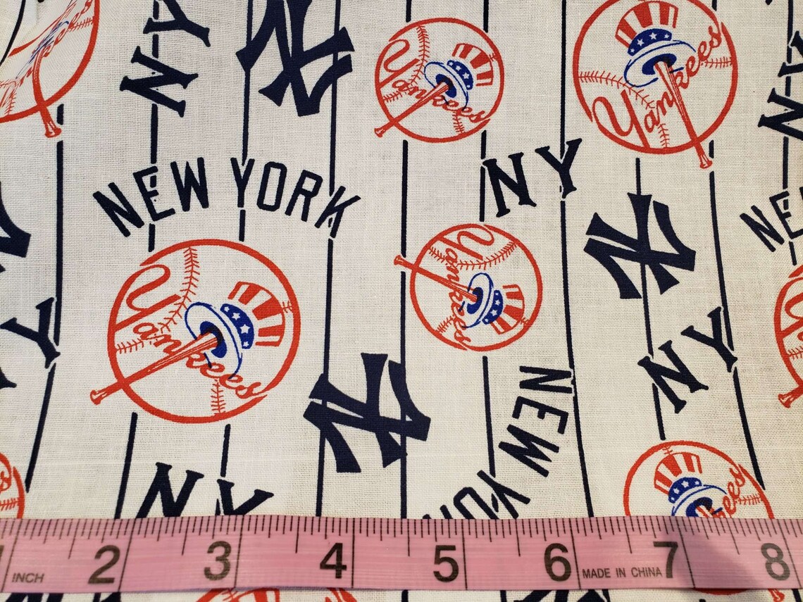 MLB New York Yankees Baseball 100% Cotton Fabric 1/4 & 1/2 | Etsy