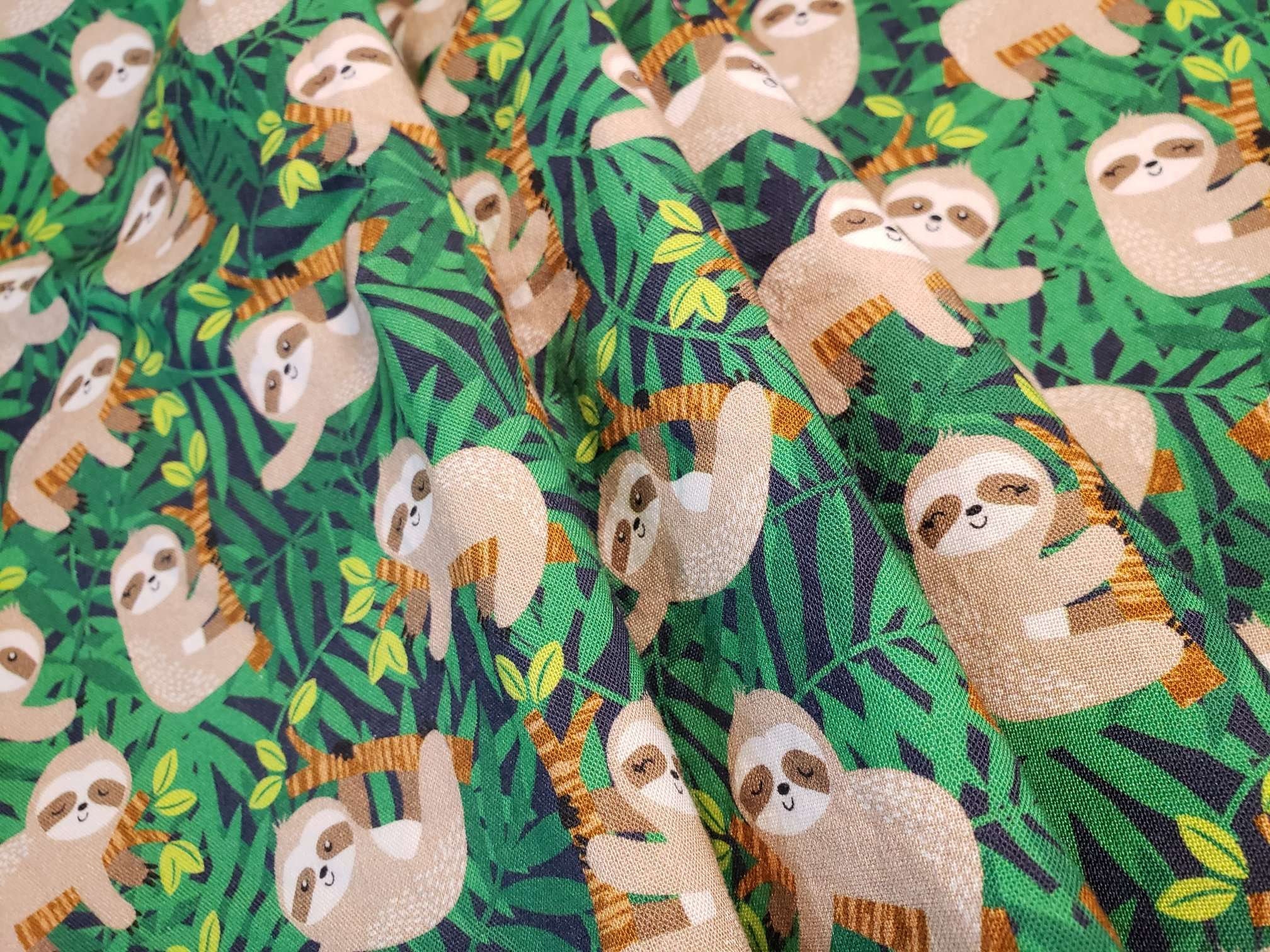 Silly Sloth 100% Cotton Fabric 1/4 or 1/2 Yard - Etsy