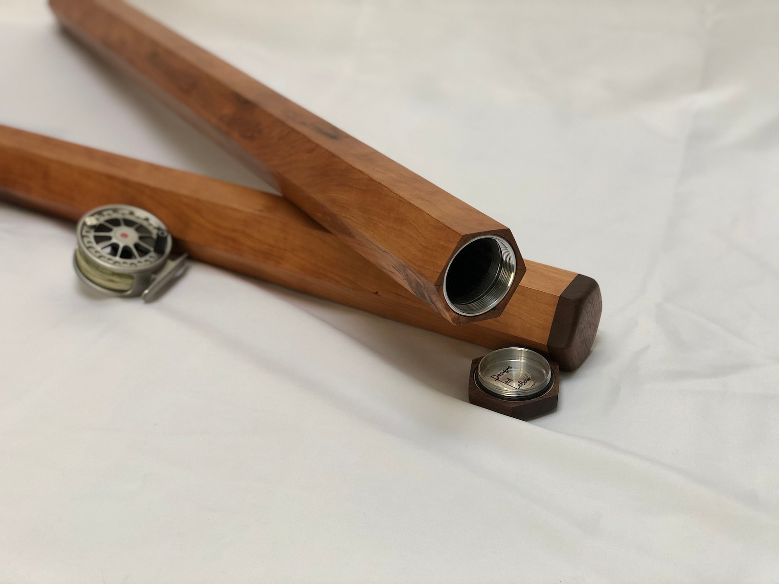 Cherry Wood Fly Rod Tube / Case up to 56 Super Strongcarbon FREE