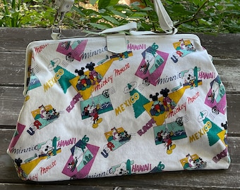 Vintage jaren 80 Walt Disney Productions Mickey & Minnie Mouse reizen canvas handtas