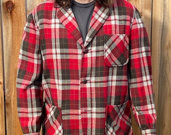 Vintage 1950's Raleigh Haberdasher Pendleton Virgin Wool Plaid Sports Jacket - Size M - AS IS