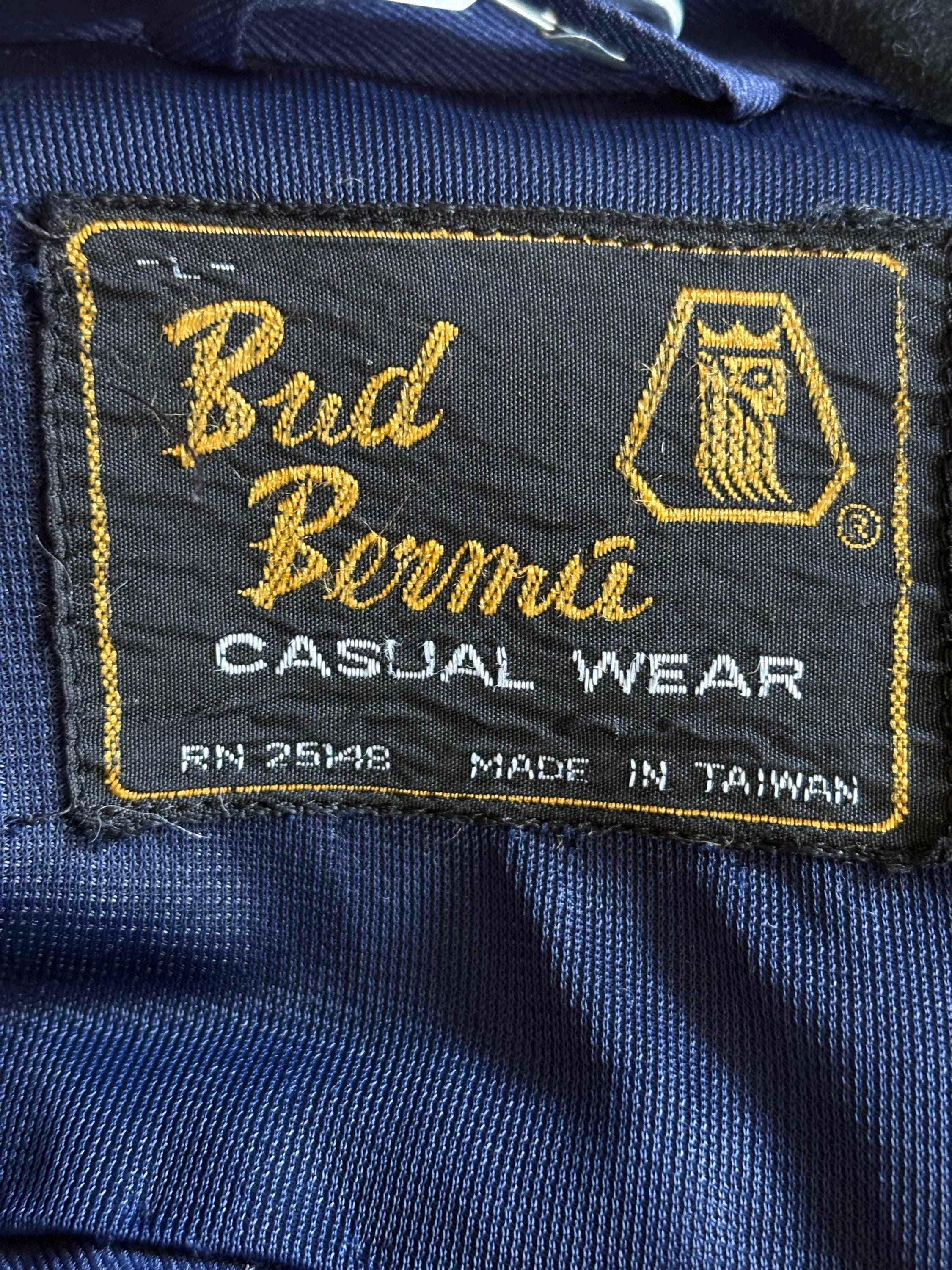 Vintage 60's Bud Berma Navy Blue Pleated Zip-up Lightweight