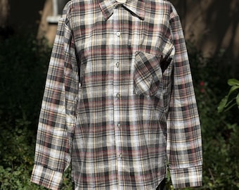 Vintage 1960s Champion Button up Plaid Flannel Trucker Shirt Men's