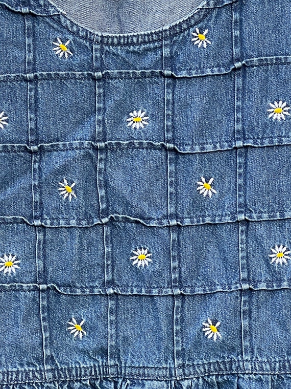Vintage 90’s True Blue Daisy Flower Embroidered D… - image 5