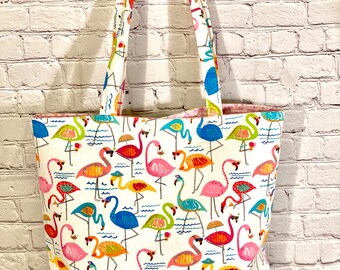 Christmas Flamingo Pattern Leisure Large Colored Cotton Tote Bags Ladies Fashion Handbags For Teen Girls Women With Multi Inner Pockets And Zipper 11.8x4.1x15.4 In Christmas Flamingo Pattern Leisure Large Colored Cotton Tote Bags Ladies Fashion Handbags For Teen Girls Women With Multi Inner Pockets And Zipper 11.8x4.1x15.4 In