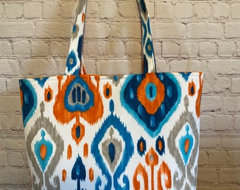 Women's Tote Bag! Beach bag, pool bag, work tote bag, women's gift bag, large tote bag, blue and orange tote bag, tote canvas bag, tote bag