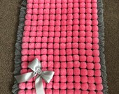 Handmade Baby Pom Pom Blanket Pink and Grey