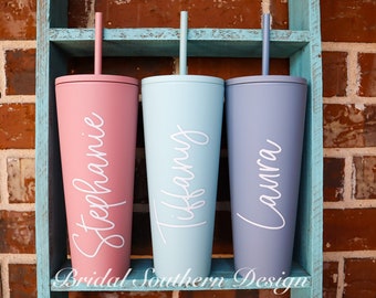 Bridesmaid Gift, Personalized Tumbler with Straw, Custom Tumbler, Acrylic Tumbler 24oz, Bridesmaid Proposal, Personalized Gift