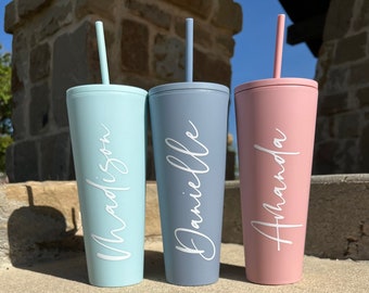 Personalized Tumbler with Straw, Bridesmaid Gift, Custom Tumbler, Acrylic Tumbler 24oz, Bridesmaid Proposal, Personalized Gift